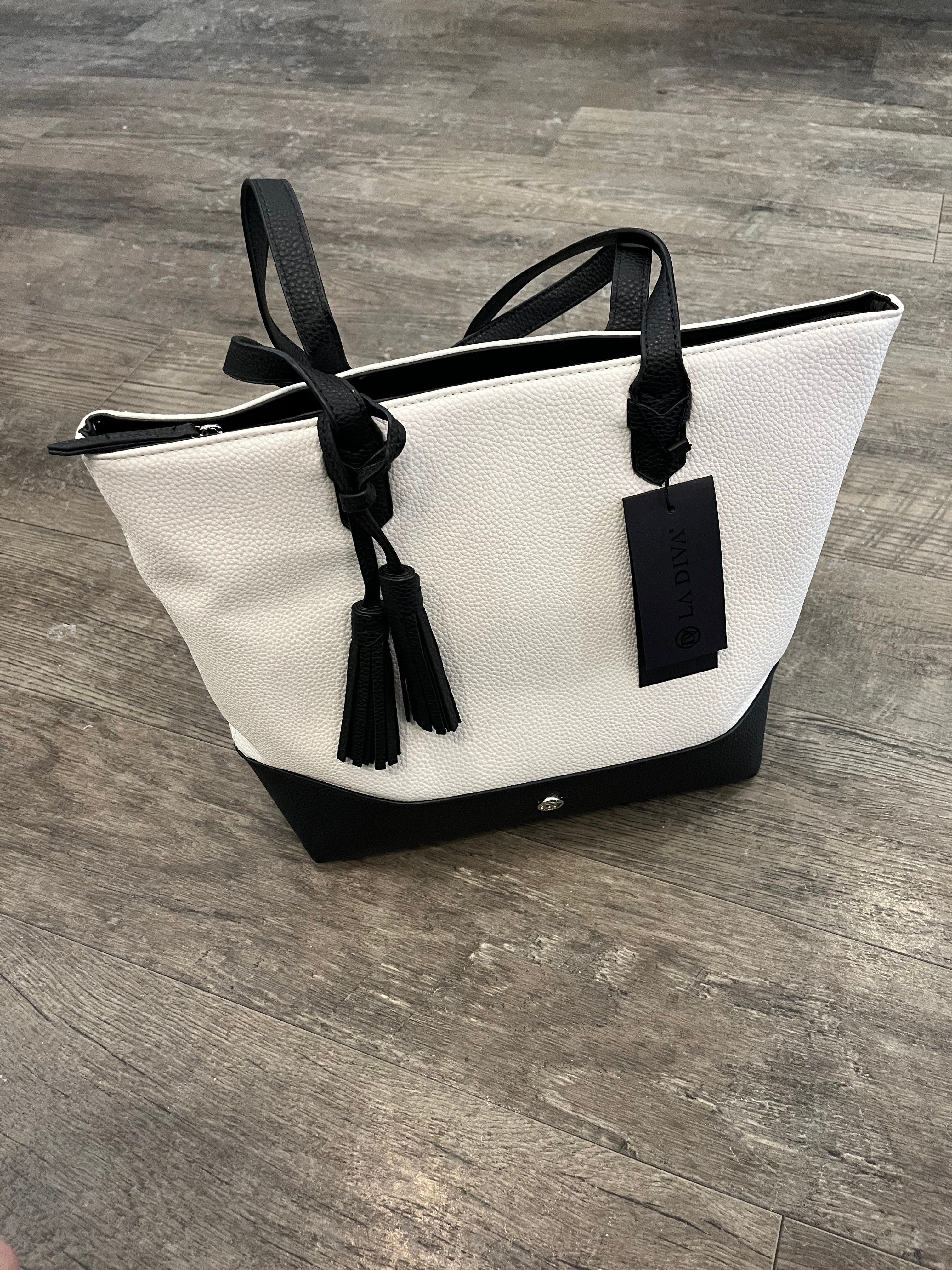 La Diva R15512STL White/Black Vegan Purse