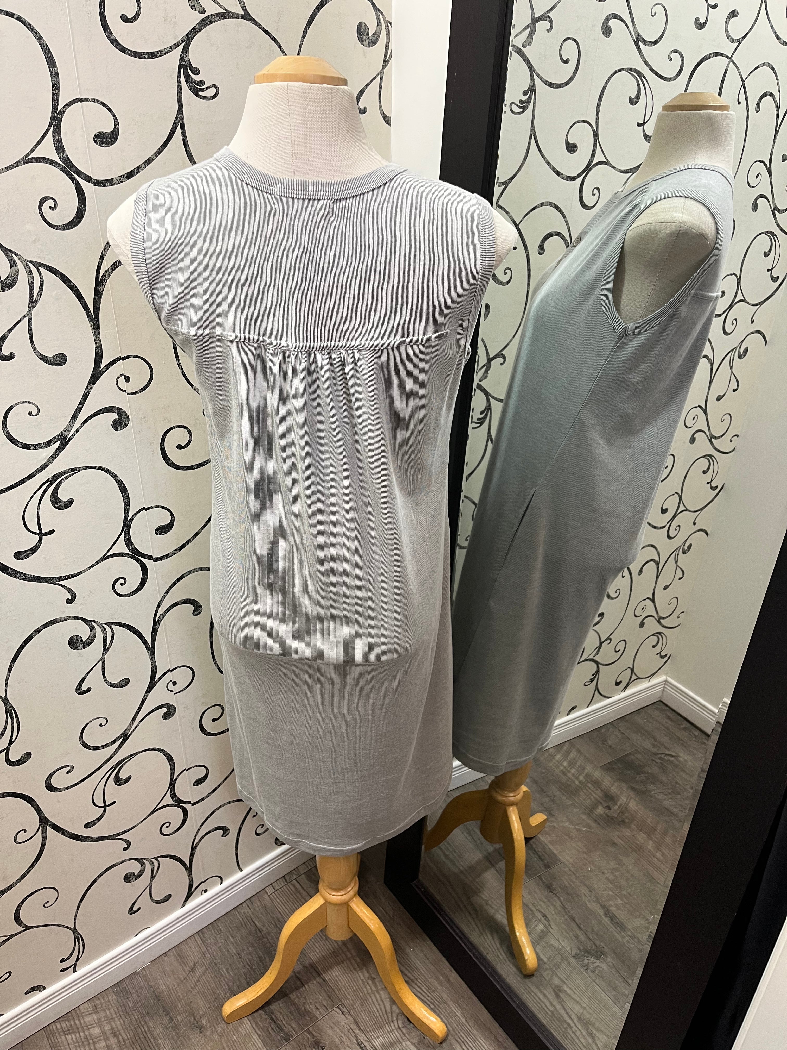 Simpli Zen 17522 Twig Grey Button Cotton Dress