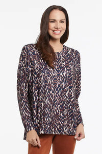 Tribal 10890 L/S Crew Neck Top w/ Side Slits