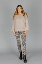 Elissia Z80833 Taupe Animal Print Stretch Pants