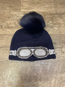 Mitchie’s HT0099 Sparkle Sunglasses Beanie w/Snap on Fur Pom Pom