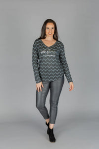 Elissia GM71222 Zig Zag Long Sleeve Top