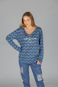 Elissia GM71222 Zig Zag Long Sleeve Top