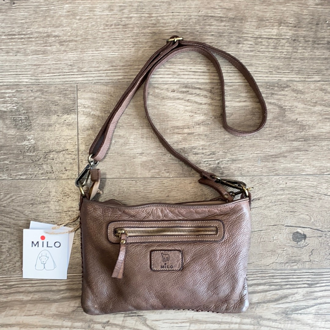 Milo Turin 158 Desert Taupe Leather Crossbody Purse