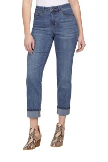 Tribal 71530 Dk. Vintage Audrey Mid Rise Girlfriend Ankle Jeans