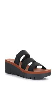 Fly London Yian Black (Brick Sole) Elastic Strap Wedge Sandal