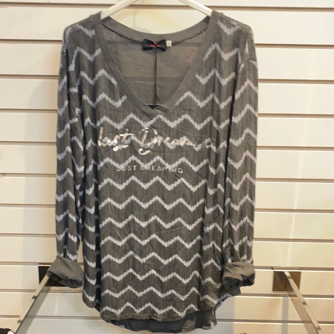 Elissia GM71222 Zig Zag Long Sleeve Top