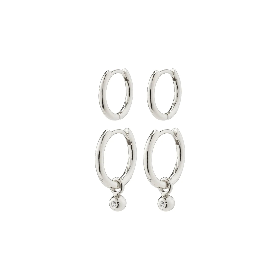 Pilgrim 282246013 ANNETTE hoop earrings 2-in-1 set silver-plated