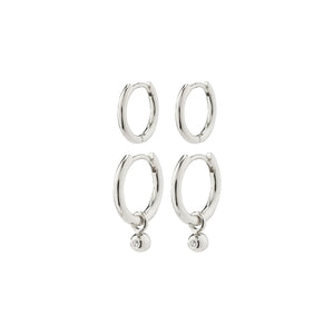 Pilgrim 282246013 ANNETTE hoop earrings 2-in-1 set silver-plated