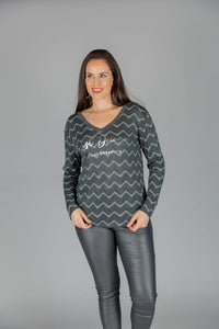 Elissia GM71222 Zig Zag Long Sleeve Top