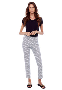 Up! 67758 Athena Print Bk/Wh Split Pants