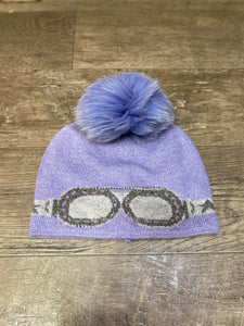 Mitchie’s HT0099 Sparkle Sunglasses Beanie w/Snap on Fur Pom Pom