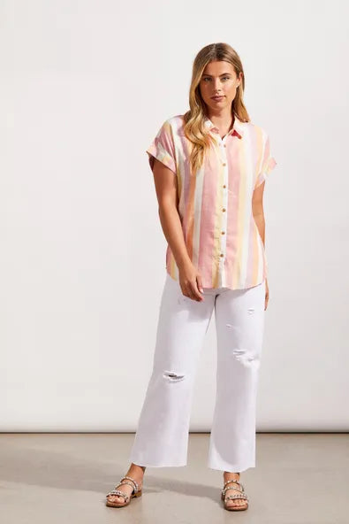 Tribal 77310 Sorbet Stripe Button Up S/S Shirt