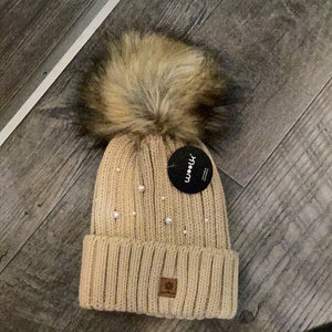 Woolk Suzy Winter Knit Hat w/Pearl Beads