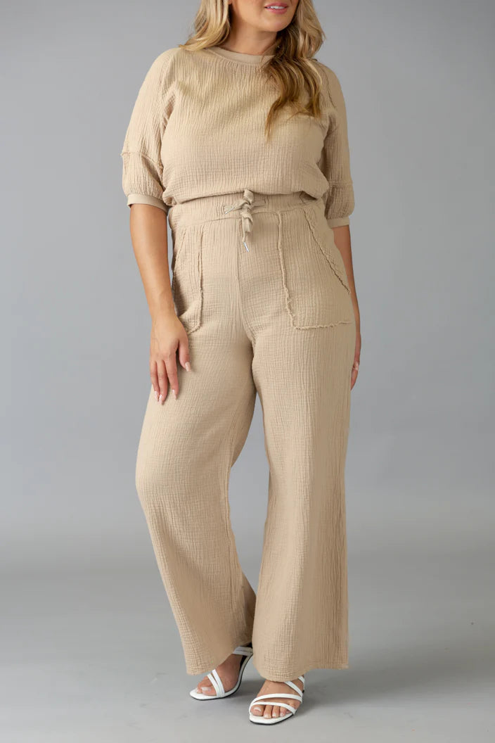 Elissia GY60057 Beige 100% Cotton Pants