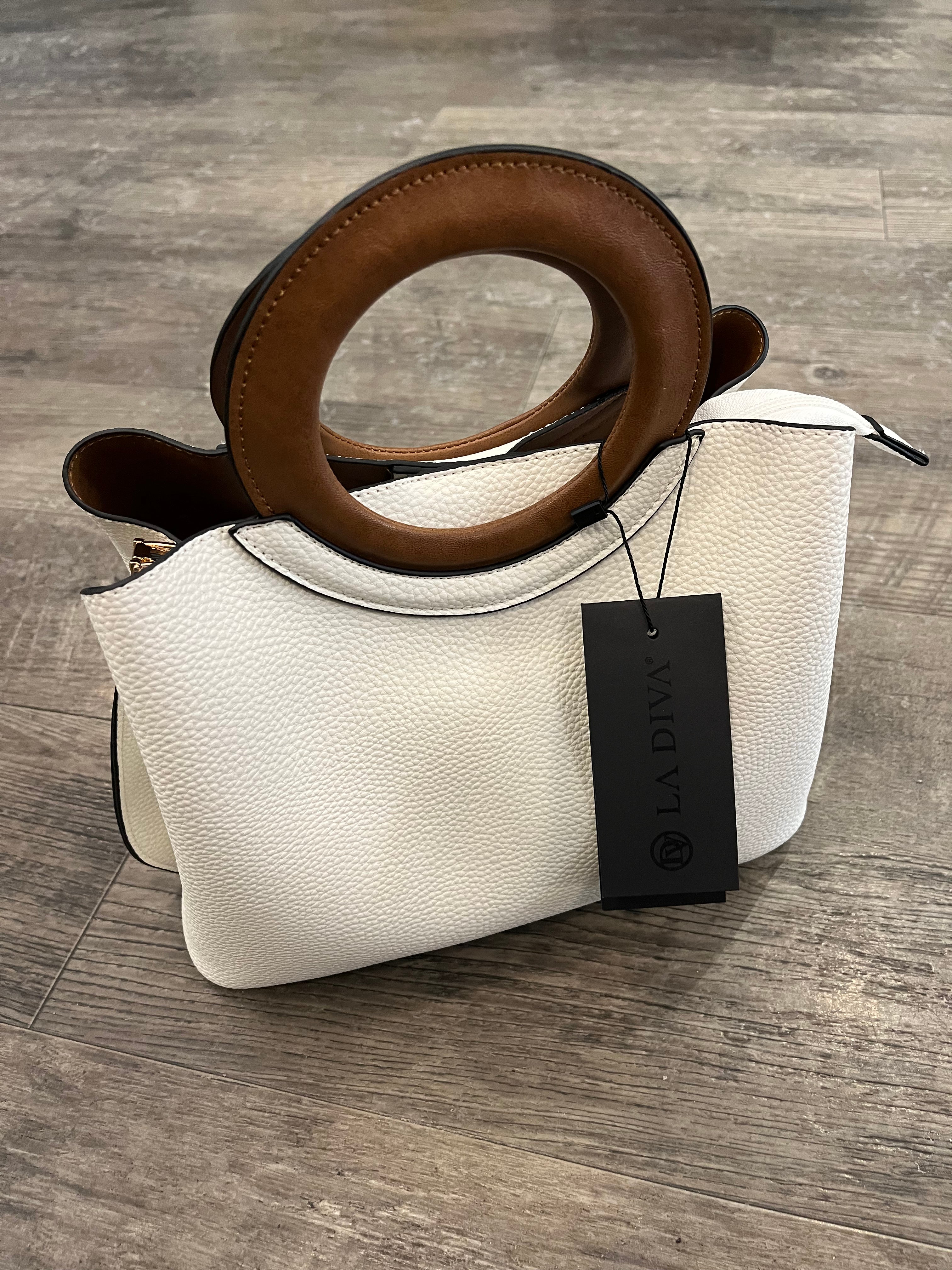 La Diva M16931STL White/ Tan Vegan Small Purse