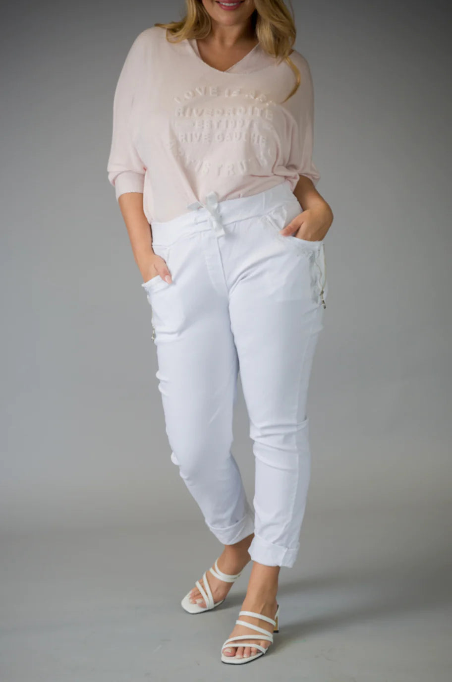 Elissia CM22737 White Stretch Pants