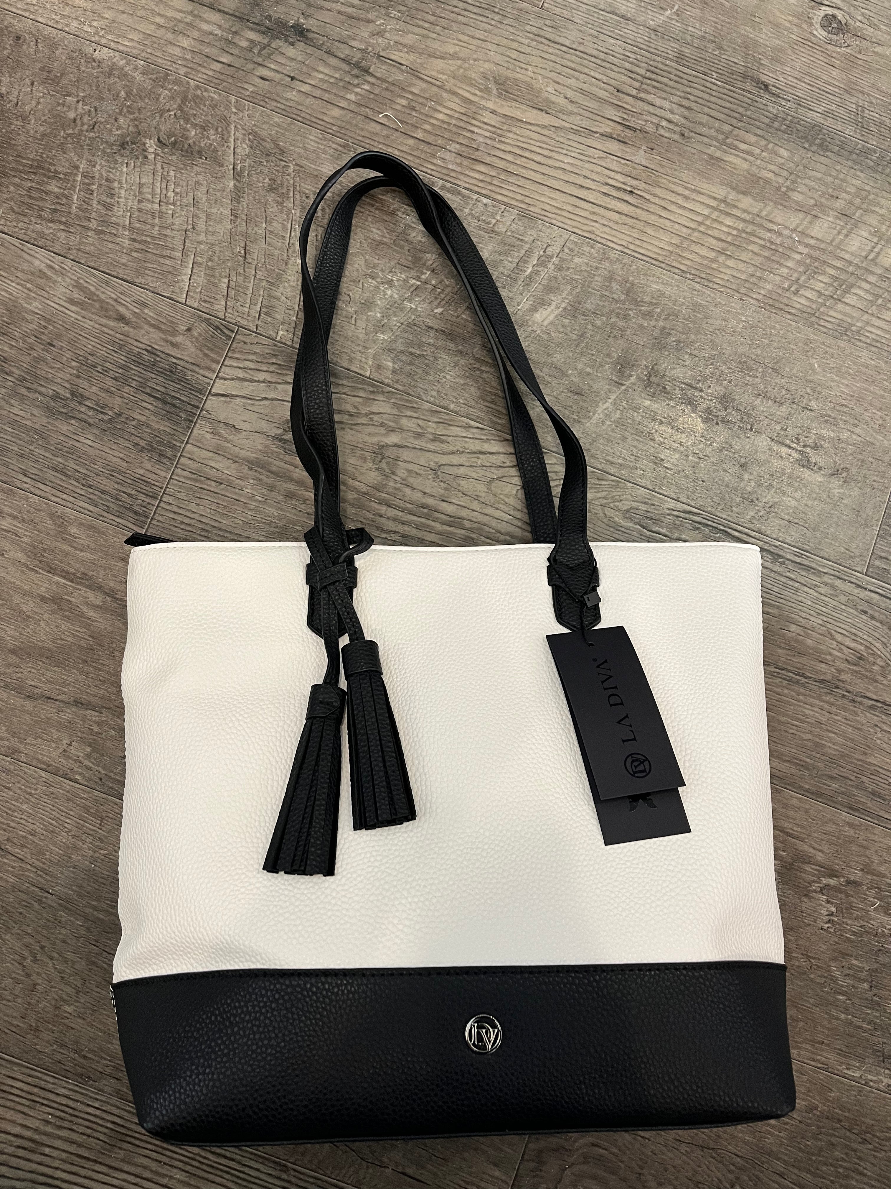 La Diva R15512STL White/Black Vegan Purse