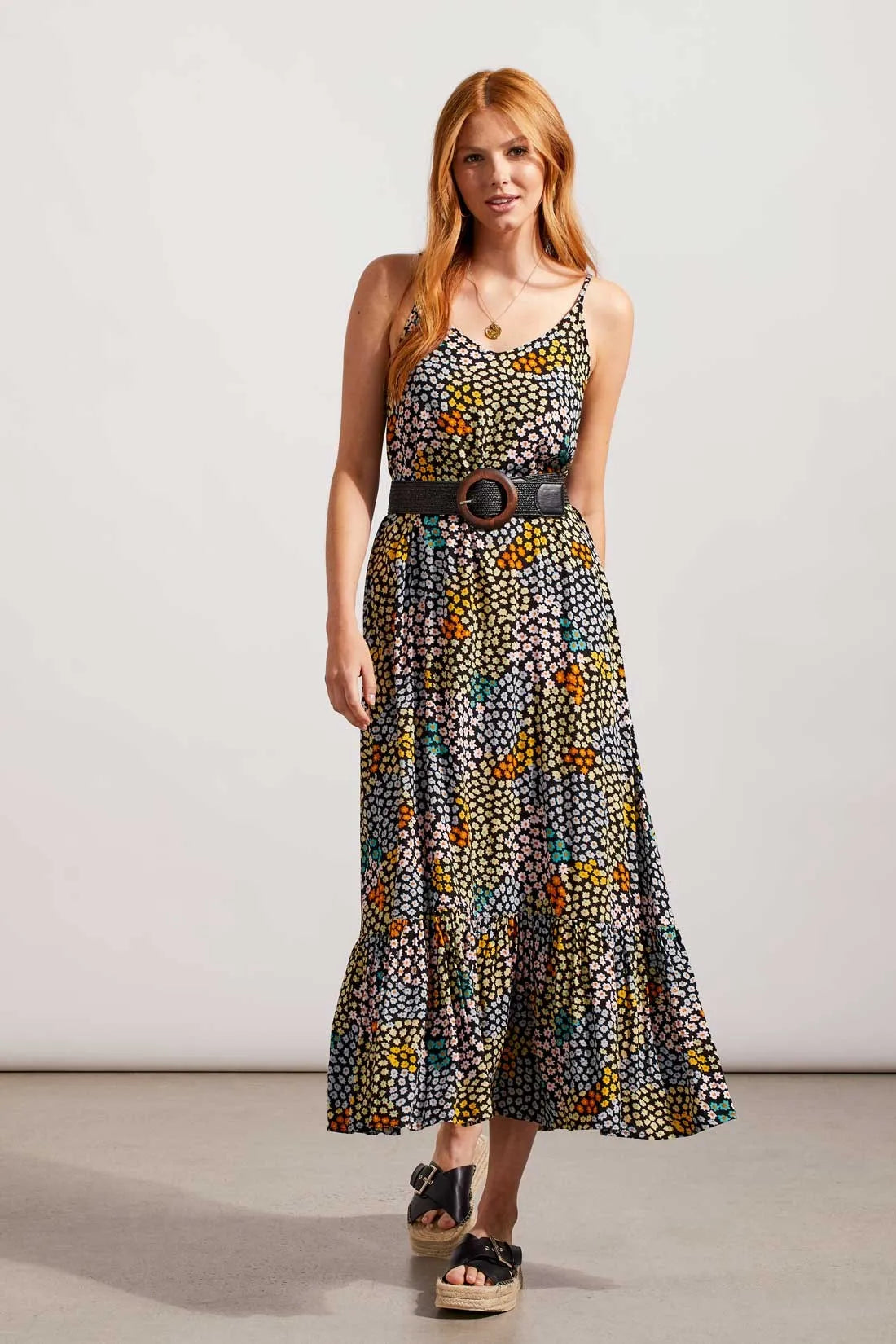 Tribal 76640 Daisy Ditsy Maxi Dress w/ Bottom Frill