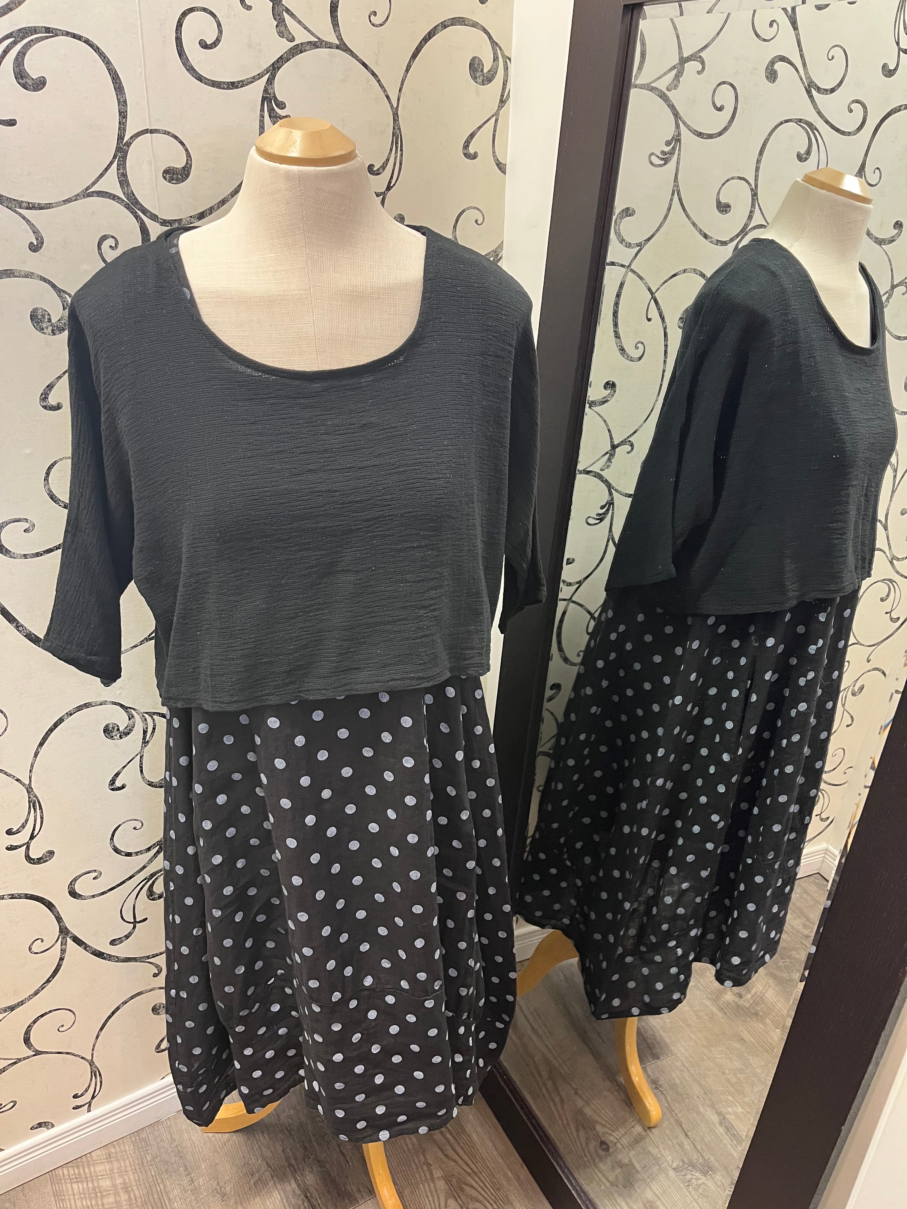 Me & Gee 8262 Black Dots Tank Dress