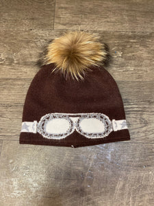 Mitchie’s HT0099 Sparkle Sunglasses Beanie w/Snap on Fur Pom Pom