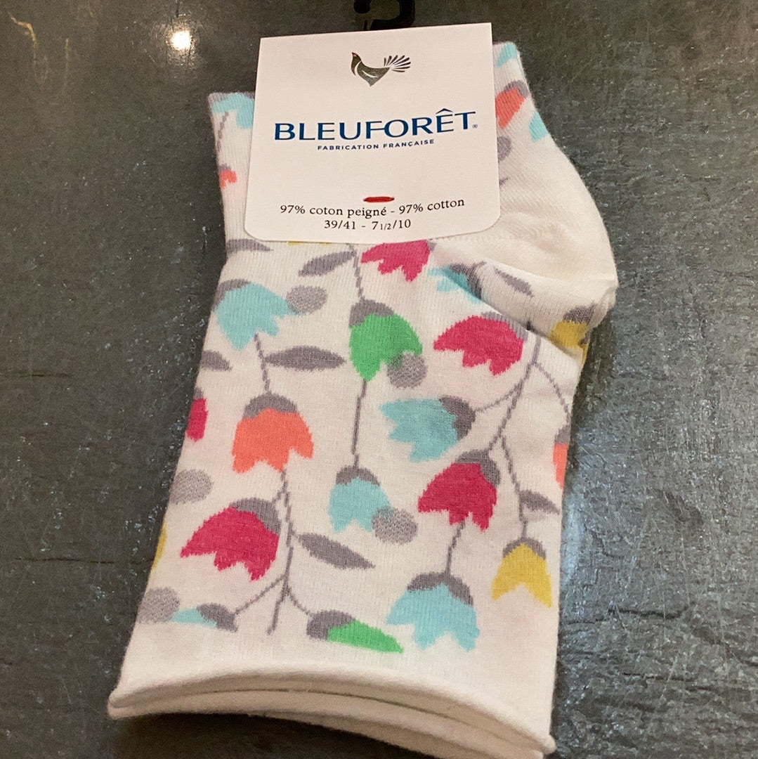 Bleuforet 6169 blanc socks with flowers