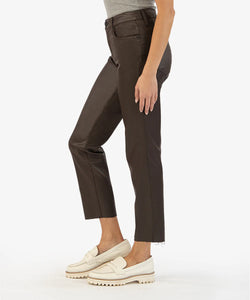 Kut KP1561MD8L Chocolate Vegan Mom Raw Edge Pant