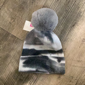 PNYC Tie Dye Hat Fur Pom Pom