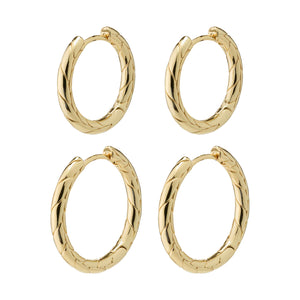 Pilgrim 102232003 LOVE hoop earrings 2-in-1 set gold-plated