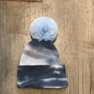 PNYC Tie Dye Hat Fur Pom Pom