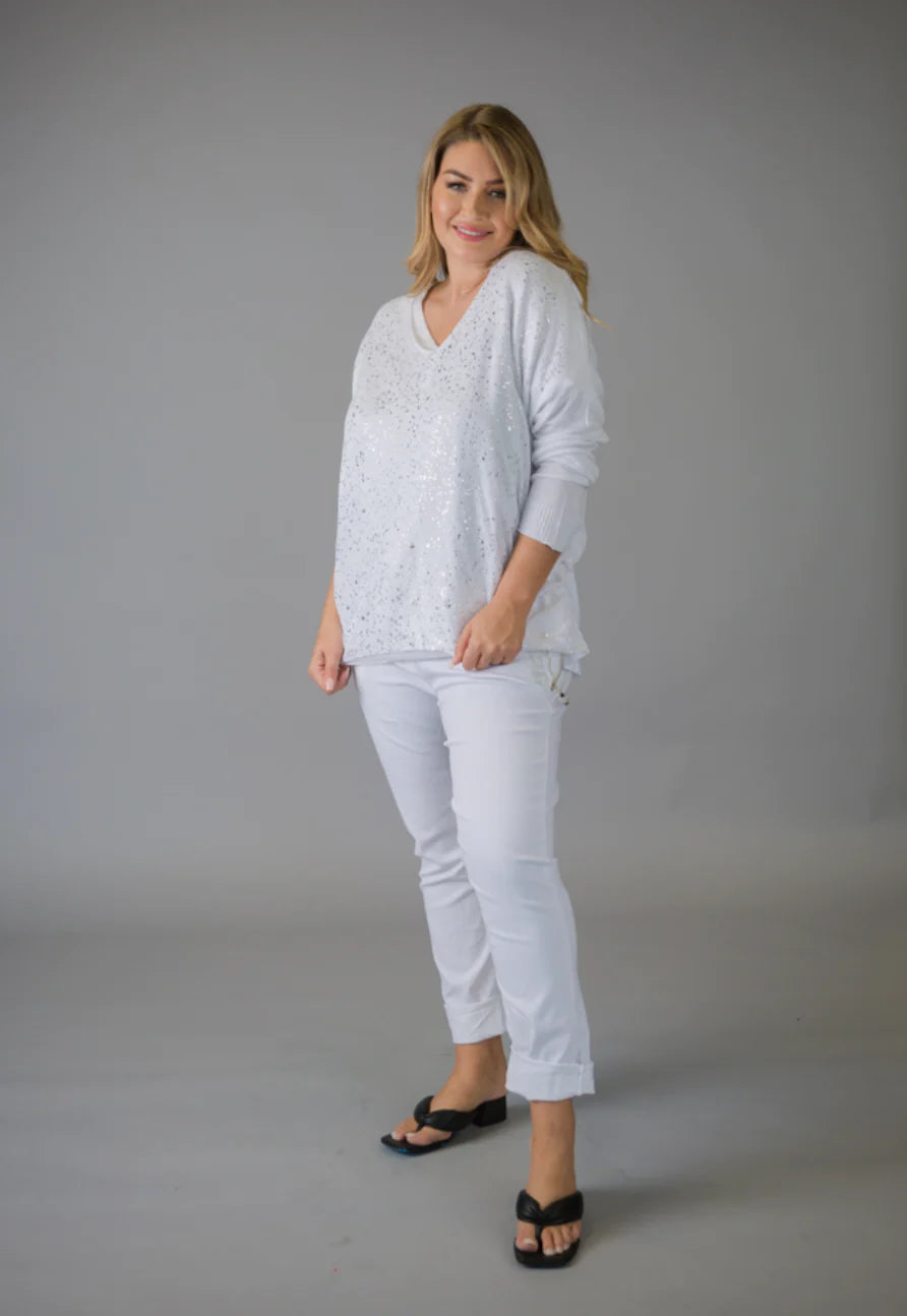 Elissia CM22737 White Stretch Pants