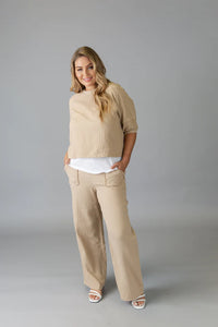 Elissia GY60057 Beige 100% Cotton Pants