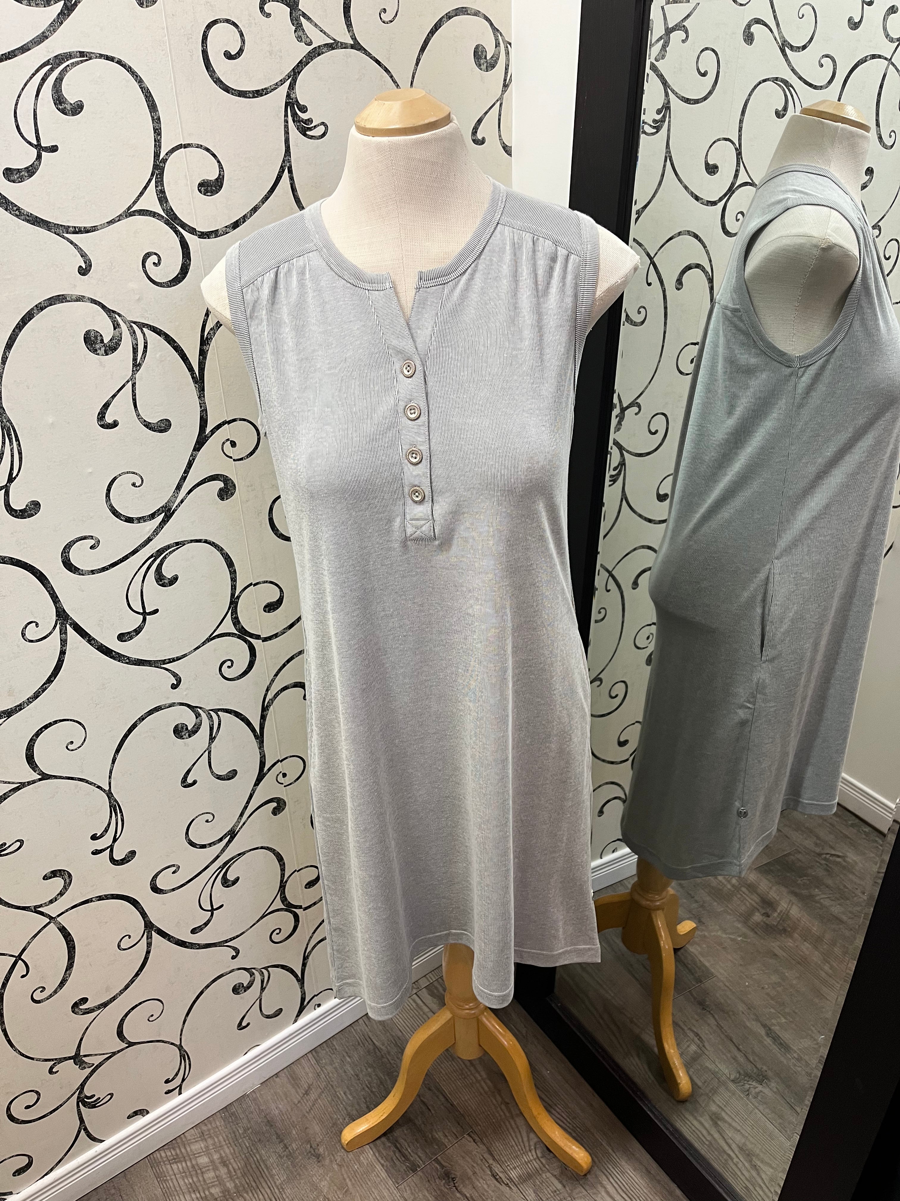 Simpli Zen 17522 Twig Grey Button Cotton Dress