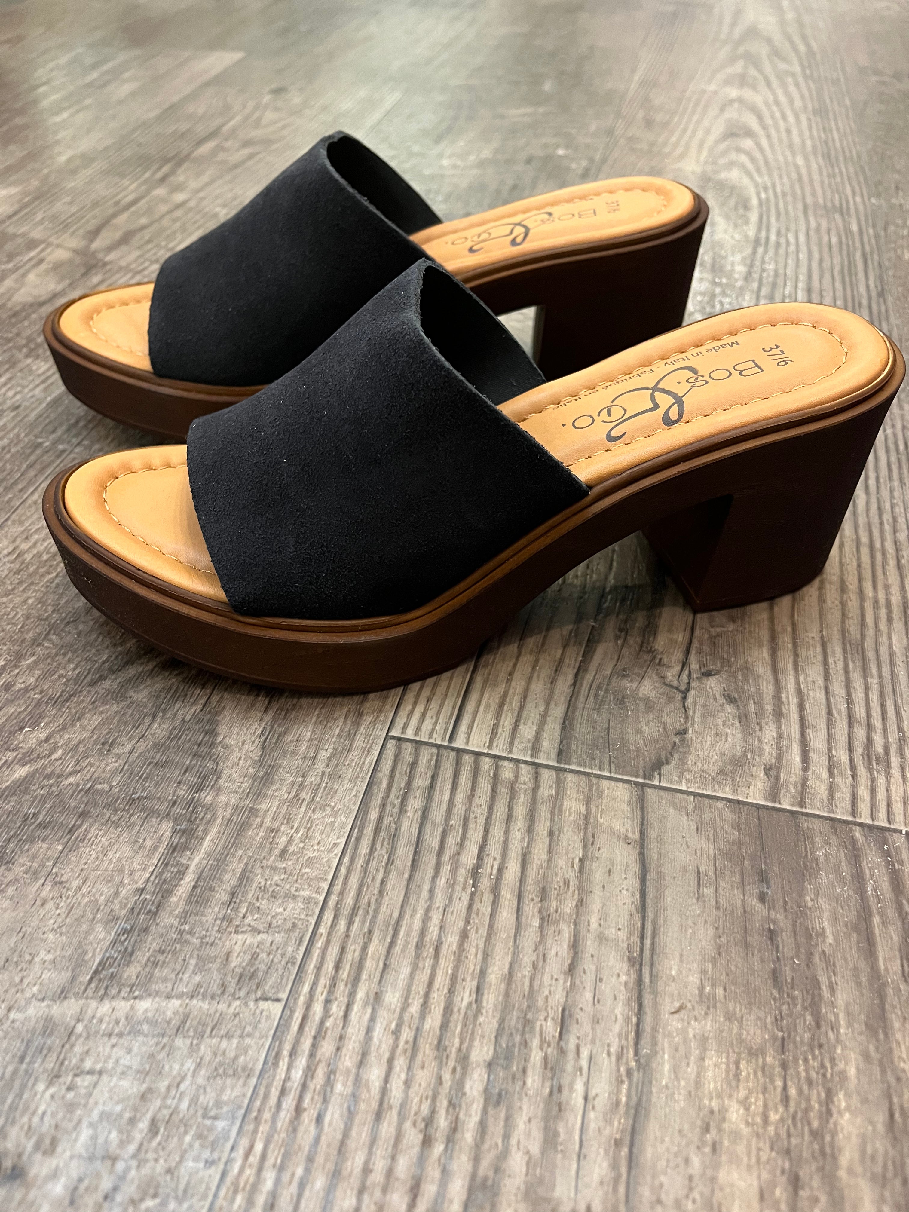 Bos & Co Wanda Black Suede Summer Heel