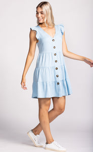 Pink Martini DR-6923590 Light Blue Button Tier Dress