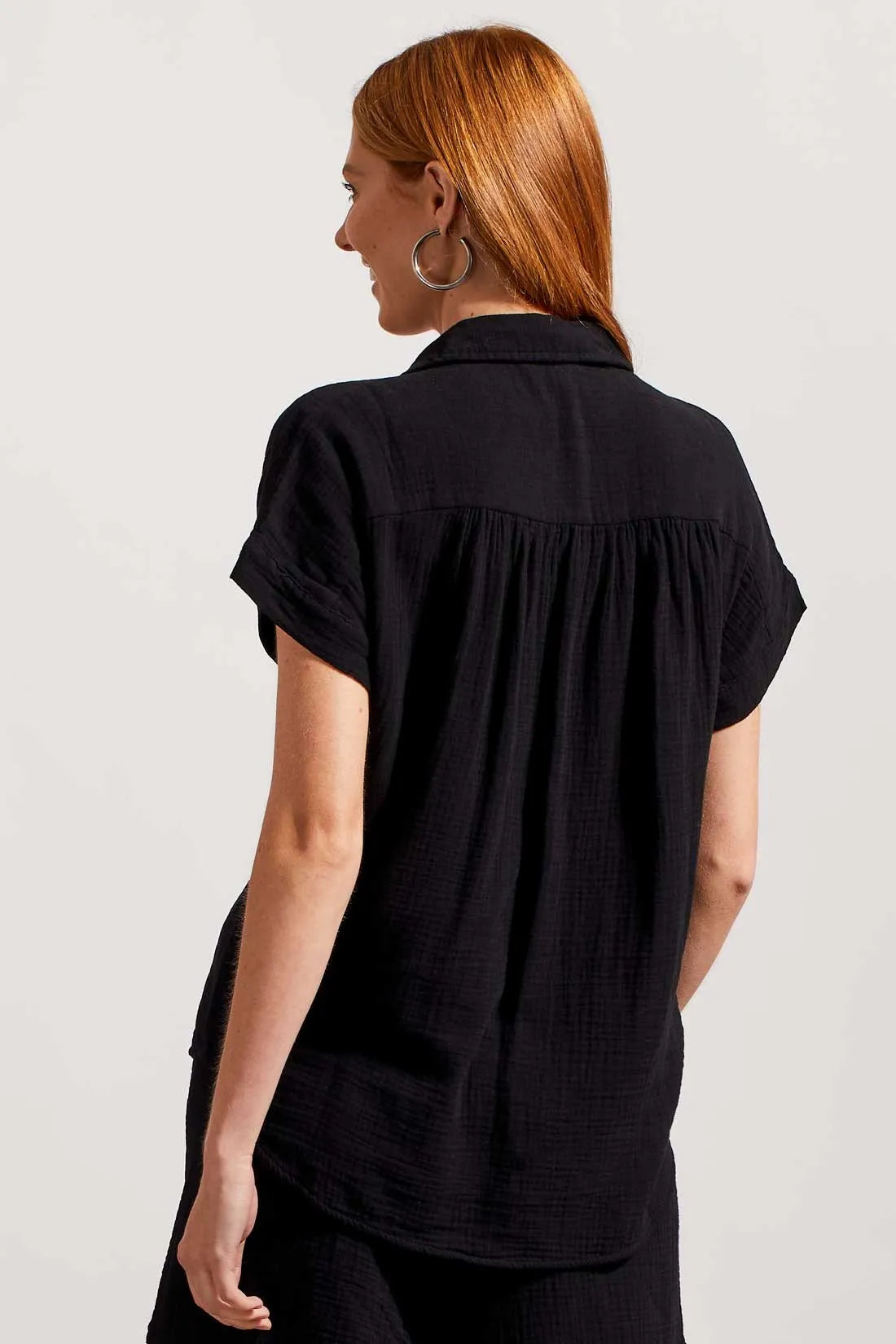 Tribal 76770 Black Drop Shoulder High Low Shirt