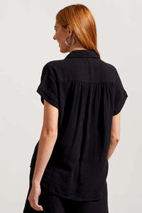 Tribal 76770 Black Drop Shoulder High Low Shirt