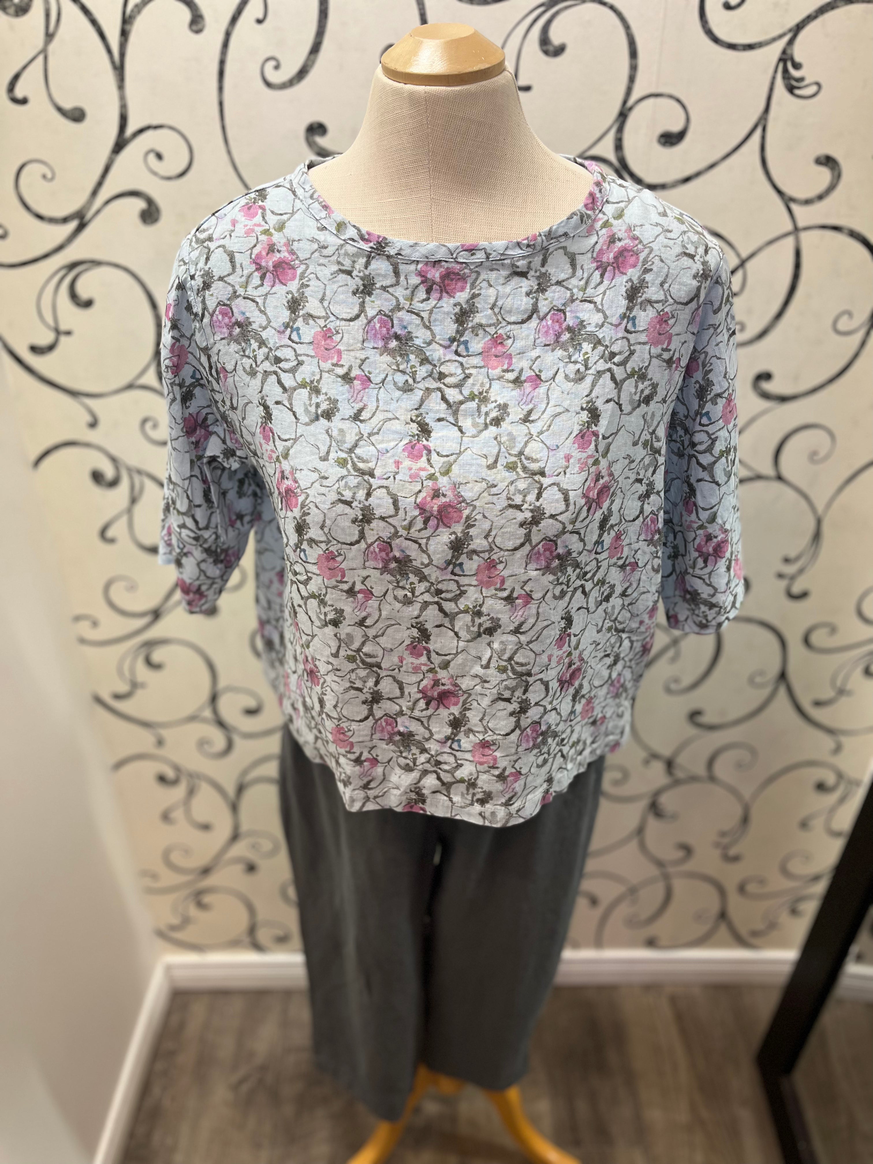 Cut Loose 4766181 3/4 Slv Bouquet Print Top