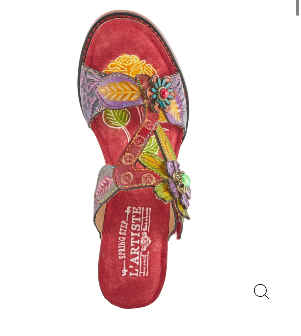 L’Artiste Rossie Flower Red Multi Slip On Heel
